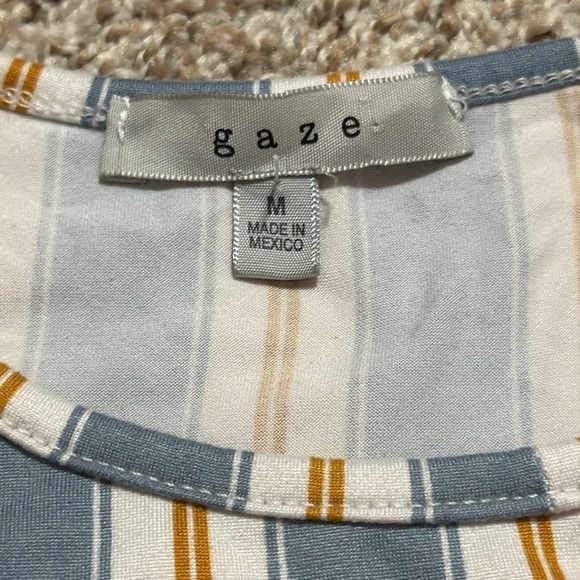 Gaze Blue and White Striped Boxy Crop T-Shirt - Picture 4 of 6